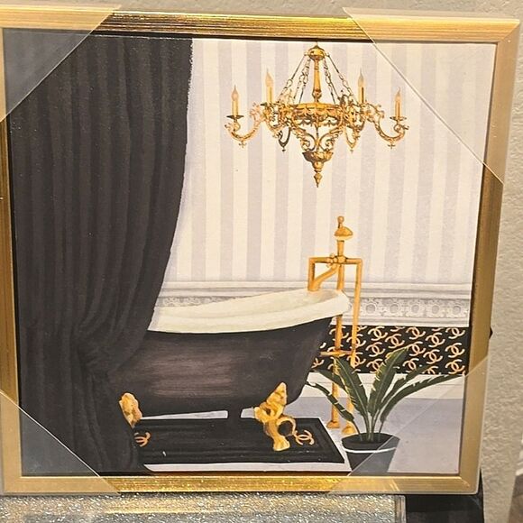 Crystal Luxe Bath Time With Chanel 2-PC Framed Canvas Wall Decor - Picture 7 of 10